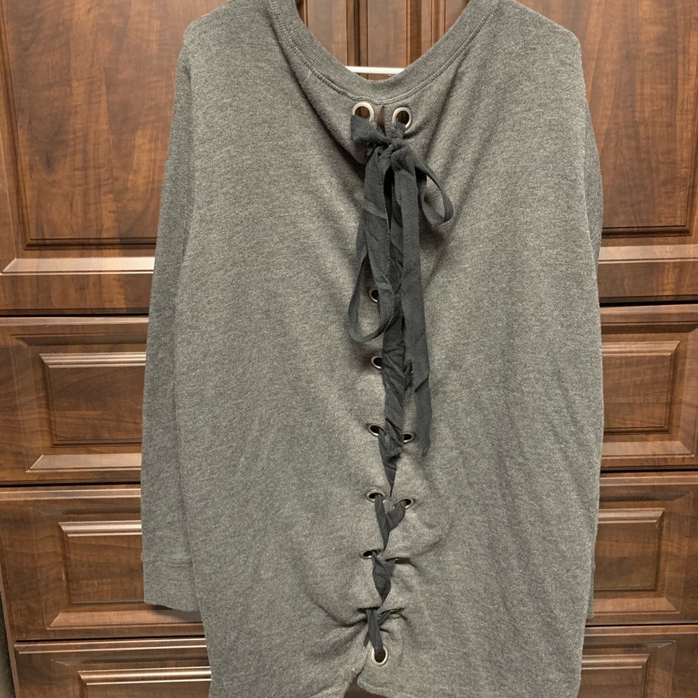 Torrid Gray Sweatshirt with Lace Up Back, 3X